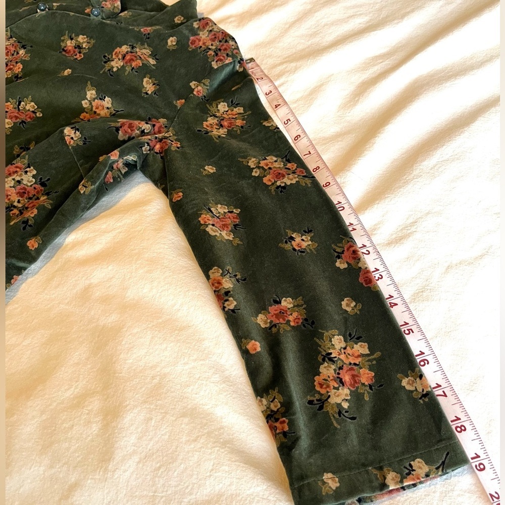 MOMO_TOBO Green Floral Velvet Dress, Whimsigoth Cottagecore Boho Chic Size L - Picture 11 of 16